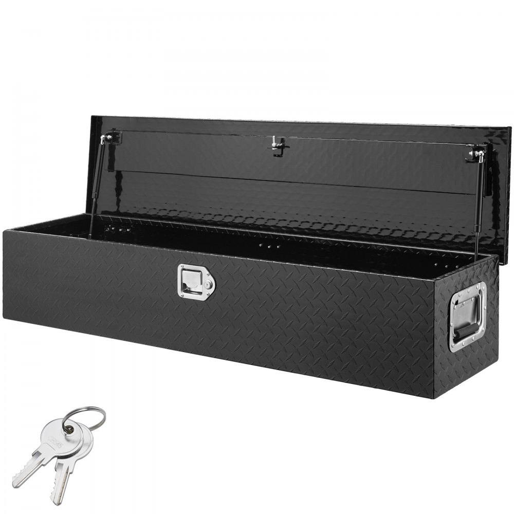 VEVOR Heavy Duty Aluminum Truck Bed Tool Box, Diamond Plate Tool Box with Side Handle and Lock Keys, Storage Tool Box Chest Box Organizer for Pickup