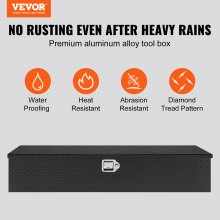 VEVOR Heavy Duty Aluminum Truck Bed Tool Box, Diamond Plate Tool Box with Side Handle and Lock Keys, Storage Tool Box Chest Box Organizer for Pickup, Truck Bed, RV, Trailer, 48"x15"x15", Black