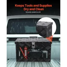 VEVOR 16"x7.5"x10" Heavy Duty Aluminum Truck Bed Tool Box for Pickup RV Black