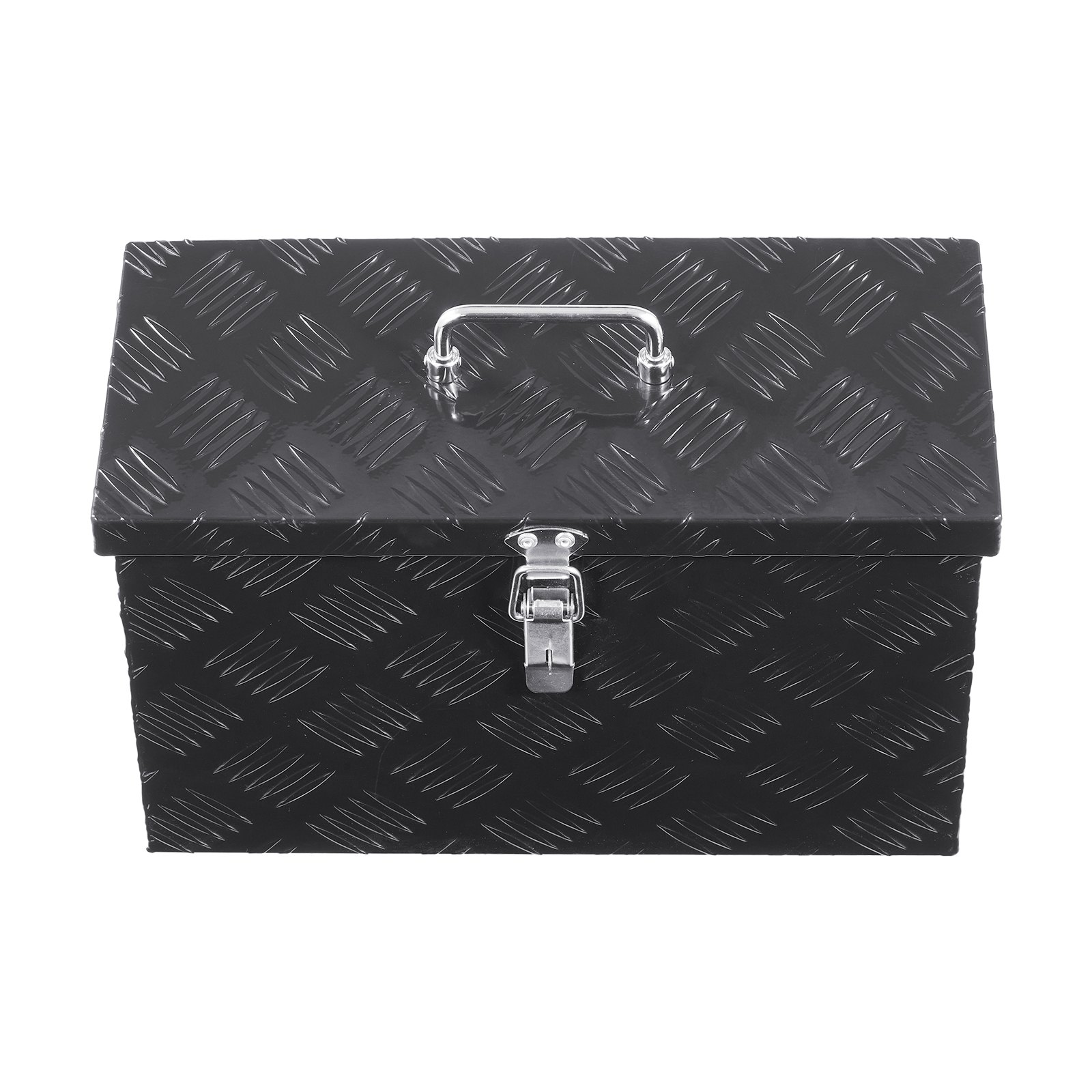 VEVOR Heavy Duty Aluminum Truck Bed Tool Box, Stripes Plated Tool Box with Side Handle and Top Handle, Storage Toolbox Chest Organizer for Trailer, Pickup, RV, 16"x7.5"x10"(406x190x254mm), Black
