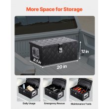 20"x12"x9.5" Heavy Duty Aluminum Truck Bed Tool Box for Pickup RV Black