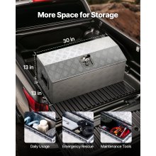 30"x13"x13" Heavy Duty Aluminum Truck Bed Tool Box for Pickup RV Silver