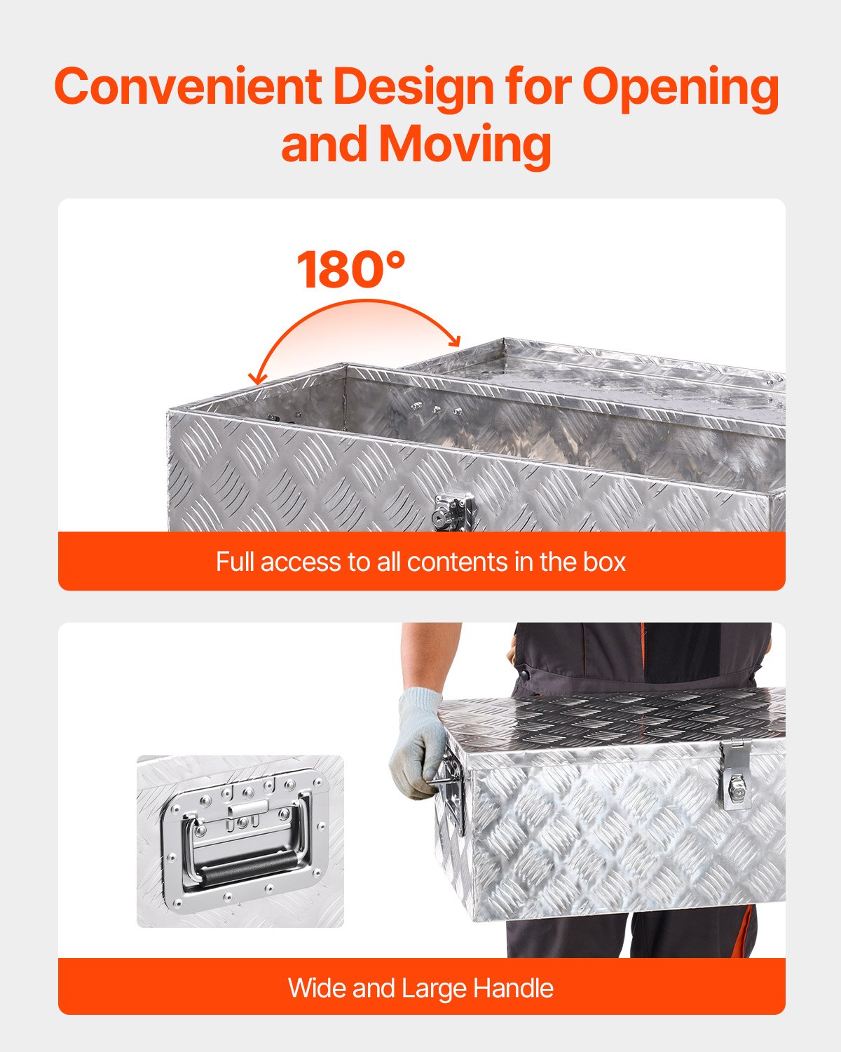 VEVOR Heavy Duty Aluminum Truck Bed Tool Box, Stripes Plated Tool Box with Side Handle and Lock Keys, Storage Toolbox Chest Organizer for Trailer, Pickup, RV, 30"x13"x9.6"(762x330.2x243.84mm), Silver