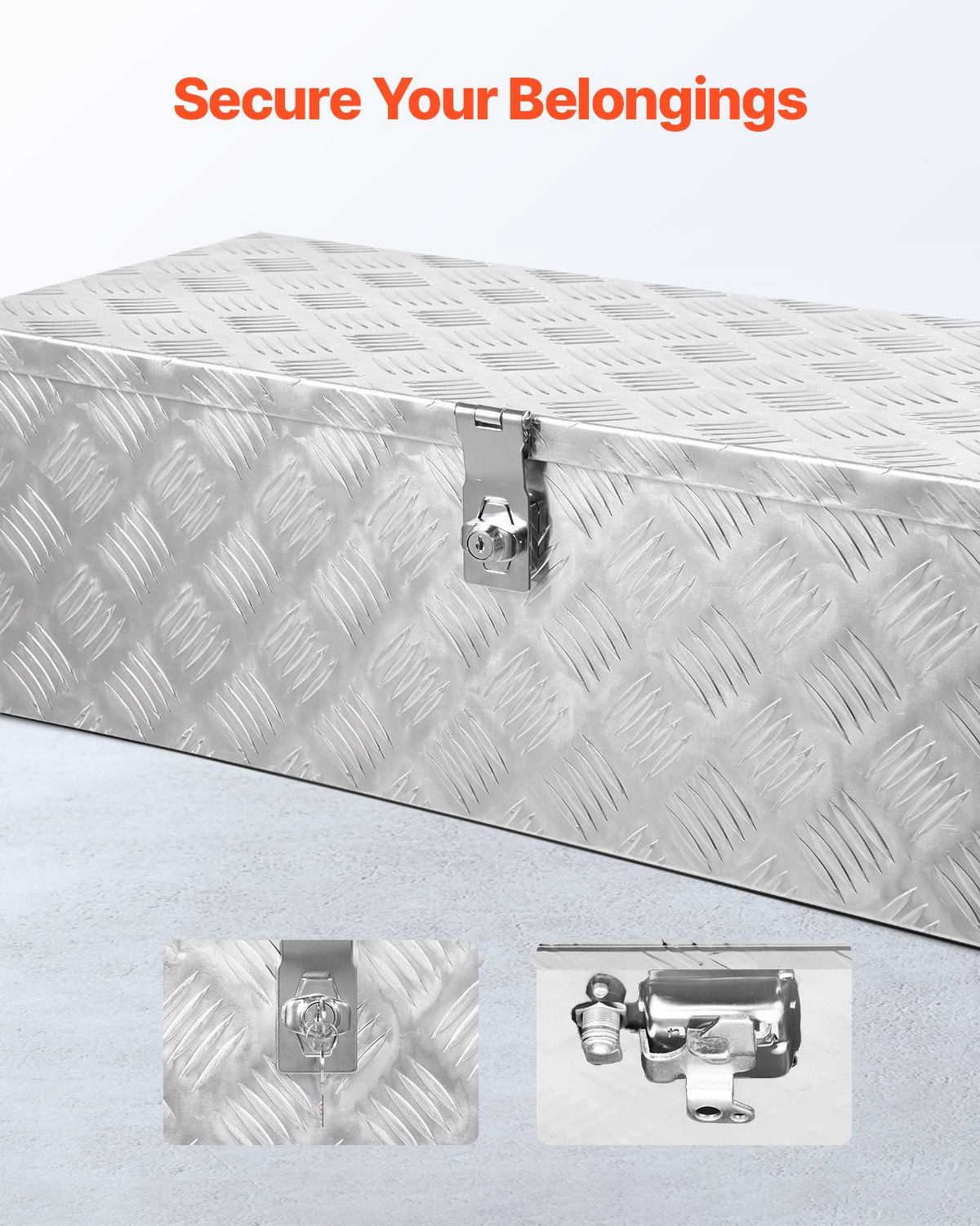 VEVOR Heavy Duty Aluminum Truck Bed Tool Box, Stripes Plated Tool Box with Side Handle and Lock Keys, Storage Toolbox Chest Organizer for Trailer, Pickup, RV, 30"x13"x9.6"(762x330.2x243.84mm), Silver