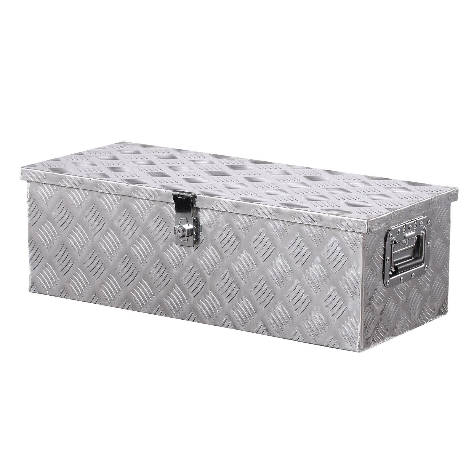 VEVOR Heavy Duty Aluminum Truck Bed Tool Box, Stripes Plated Tool Box with Side Handle and Lock Keys, Storage Toolbox Chest Organizer for Trailer, Pickup, RV, 30"x13"x9.6"(762x330.2x243.84mm), Silver