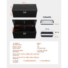 35.4"x14.6"x14.6" Heavy Duty Aluminum Truck Bed Tool Box for Pickup Black