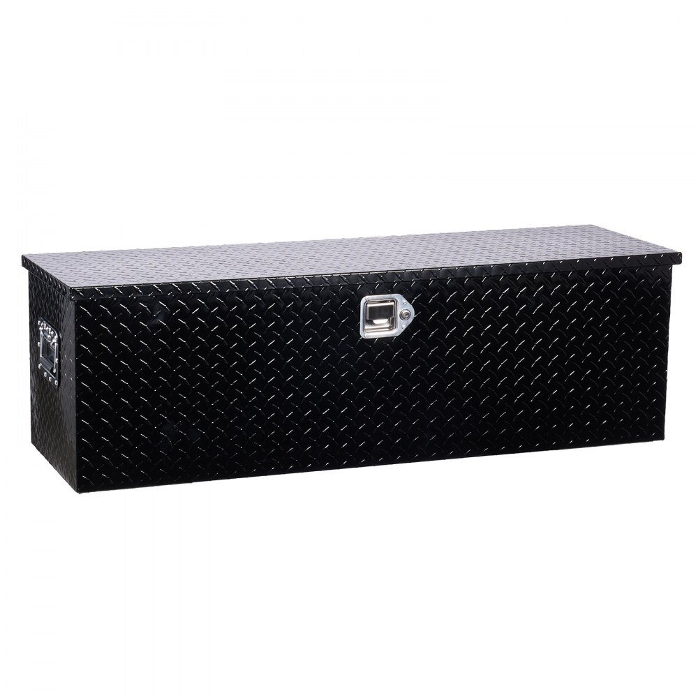 VEVOR Heavy Duty Aluminum Truck Bed Tool Box, Diamond Plate Tool Box with Side Handle and Lock Keys, Storage Toolbox Chest Organizer for Trailer, Pickup, RV, 49"x15"x15"(1244.6x381x381mm), Black