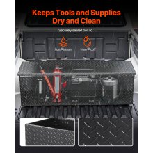 VEVOR 49"x15"x15" Heavy Duty Aluminum Truck Bed Tool Box for Pickup RV Black
