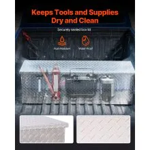 VEVOR 49"x15"x15" Heavy Duty Aluminum Truck Bed Tool Box for Pickup RV Silver