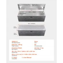 VEVOR 49"x15"x15" Heavy Duty Aluminum Truck Bed Tool Box for Pickup RV Silver