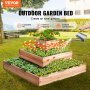 VEVOR Raised Garden Bed, 3.7 x 3.7 x 1.7 ft Wooden Planter Box, Outdoor Planting Boxes with Open Base, for Growing Flowers/Vegetables/Herbs in Backyard/Garden/Patio/Balcony, Burlywood