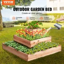 VEVOR Raised Garden Bed, 3.7 x 3.7 x 1.7 ft Wooden Planter Box, Outdoor Planting Boxes with Open Base, for Growing Flowers/Vegetables/Herbs in Backyard/Garden/Patio/Balcony, Burlywood