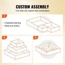 VEVOR Raised Garden Bed, 3.7 x 3.7 x 1.7 ft Wooden Planter Box, Outdoor Planting Boxes with Open Base, for Growing Flowers/Vegetables/Herbs in Backyard/Garden/Patio/Balcony, Burlywood