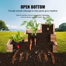 VEVOR Raised Garden Bed, 3.7 x 3.7 x 1.7 ft Wooden Planter Box, Outdoor Planting Boxes with Open Base, for Growing Flowers/Vegetables/Herbs in Backyard/Garden/Patio/Balcony, Burlywood