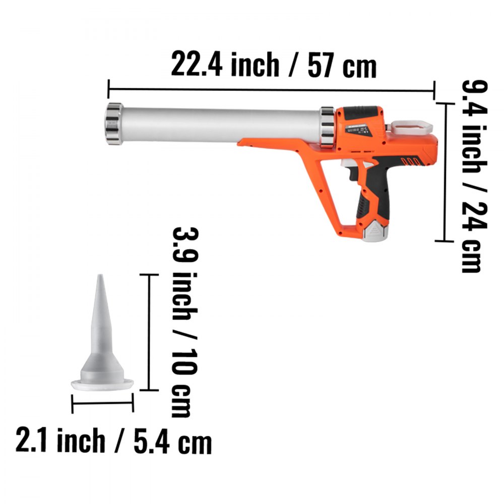 VEVOR Sausage Caulking Gun 10/20-Ounce Electric Caulking Gun Aluminum Sausage Cartridge Gun Packs 56.9x23.9 cm Dual-Use Hand Tool 4000 N Caulking Gun Kit with 3 Cones Nozzles