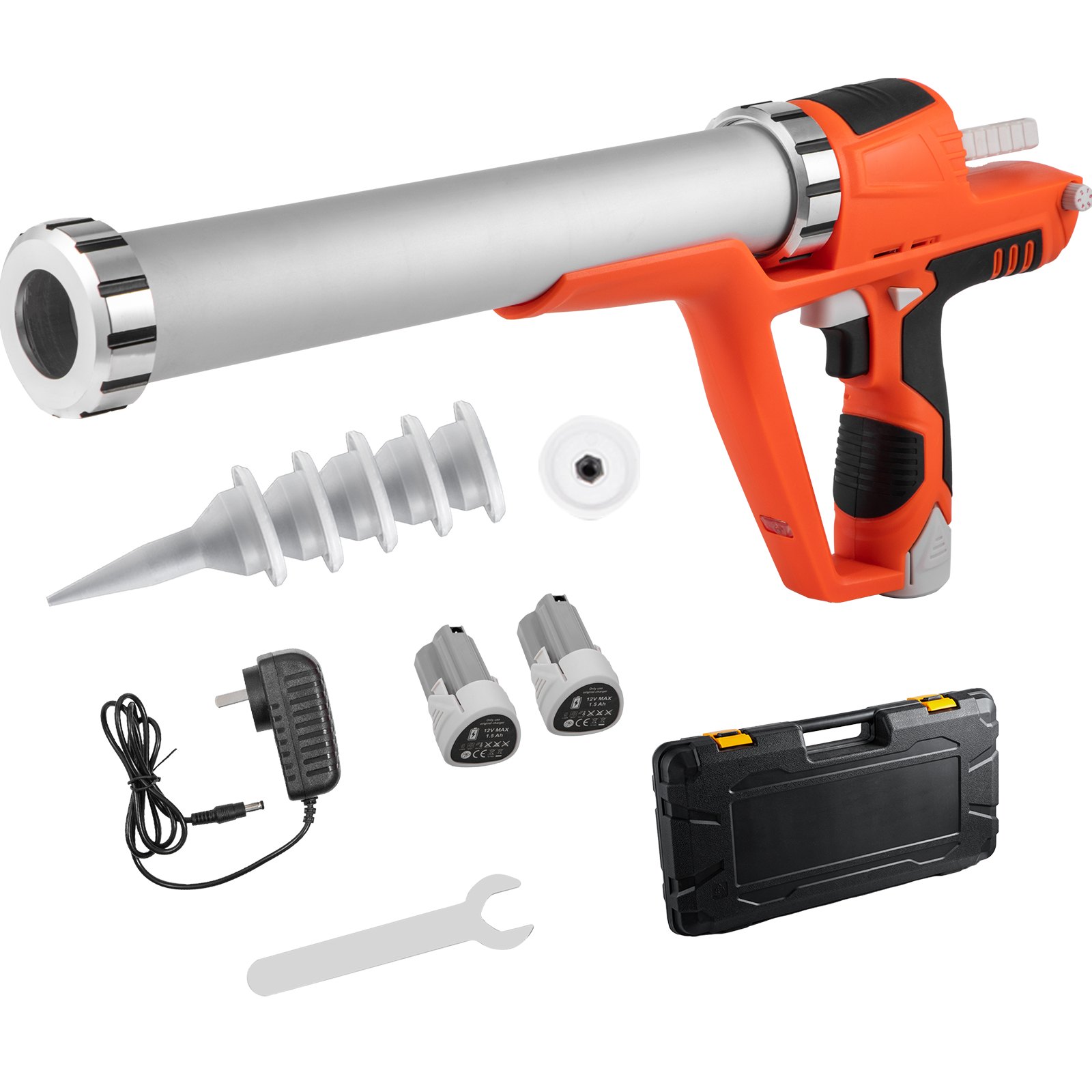 VEVOR Sausage Caulking Gun 10/20-Ounce Electric Caulking Gun Aluminum Sausage Cartridge Gun Packs 56.9x23.9 cm Dual-Use Hand Tool 4000 N Caulking Gun Kit with 3 Cones Nozzles
