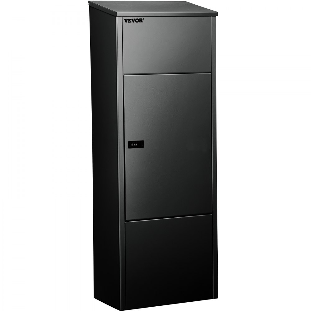 VEVOR Mail Package Drop Box, 15'' x 9'' x 41.3'' Package Parcel Box, Galvanized Steel Parcel Drop Box, Mailbox w/Code Lock, Secure Postbox w/Hardware, Delivery Box for Porch, Curbside & Outside, Black