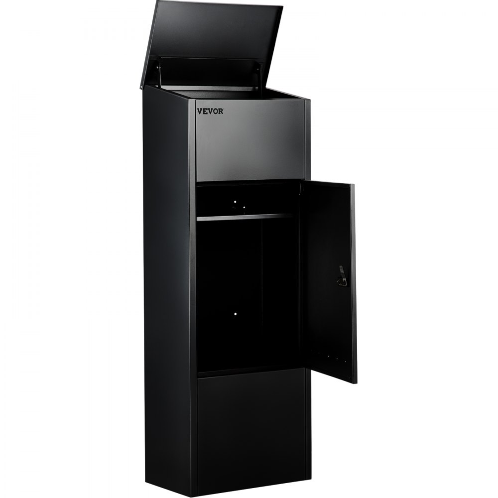 VEVOR Mail Package Drop Box, 15'' x 9'' x 41.3'' Package Parcel Box, Galvanized Steel Parcel Drop Box, Mailbox w/Code Lock, Secure Postbox w/Hardware, Delivery Box for Porch, Curbside & Outside, Black
