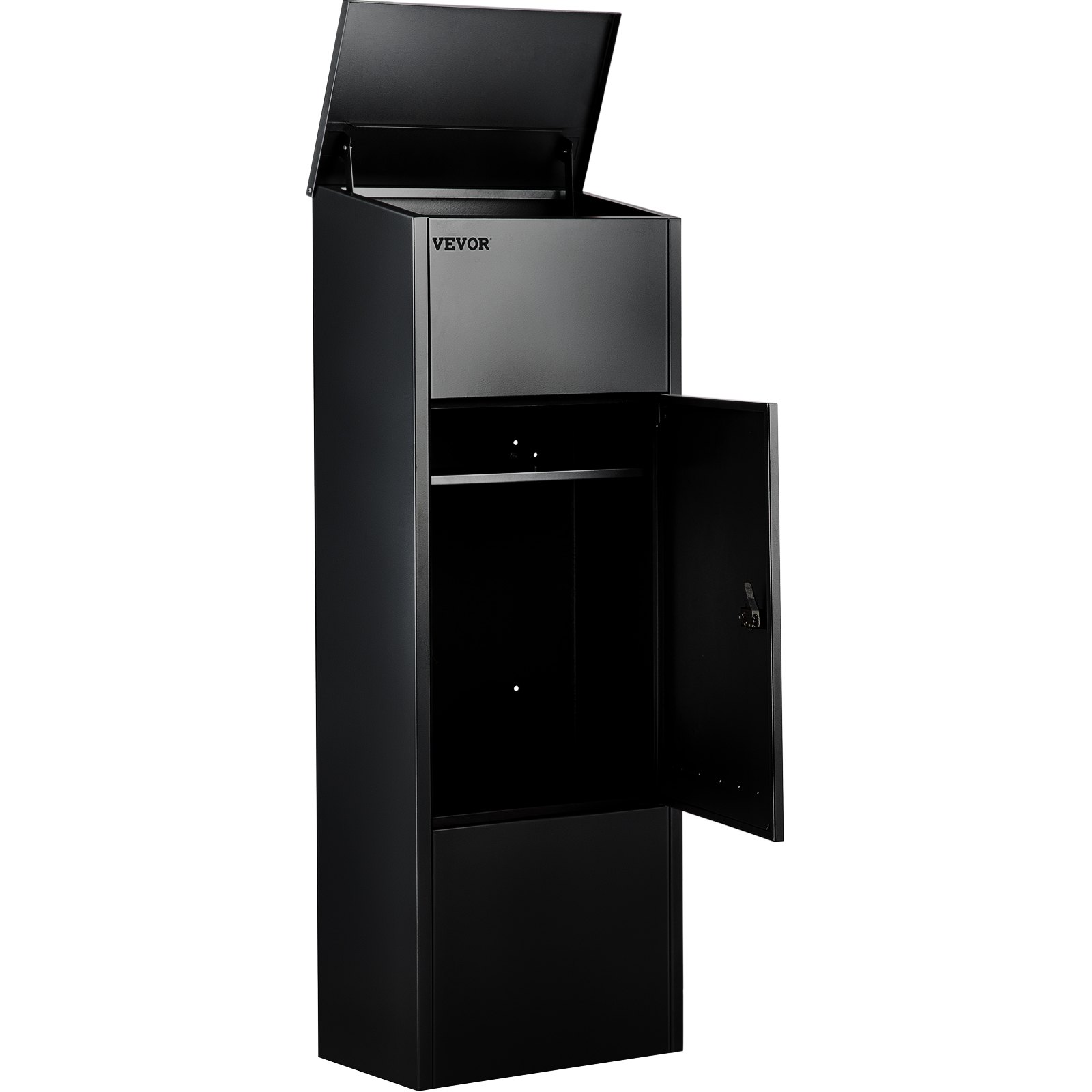 VEVOR Mail Package Drop Box, 15'' x 9'' x 41.3'' Package Parcel Box, Galvanized Steel Parcel Drop Box, Mailbox w/Code Lock, Secure Postbox w/Hardware, Delivery Box for Porch, Curbside & Outside, Black