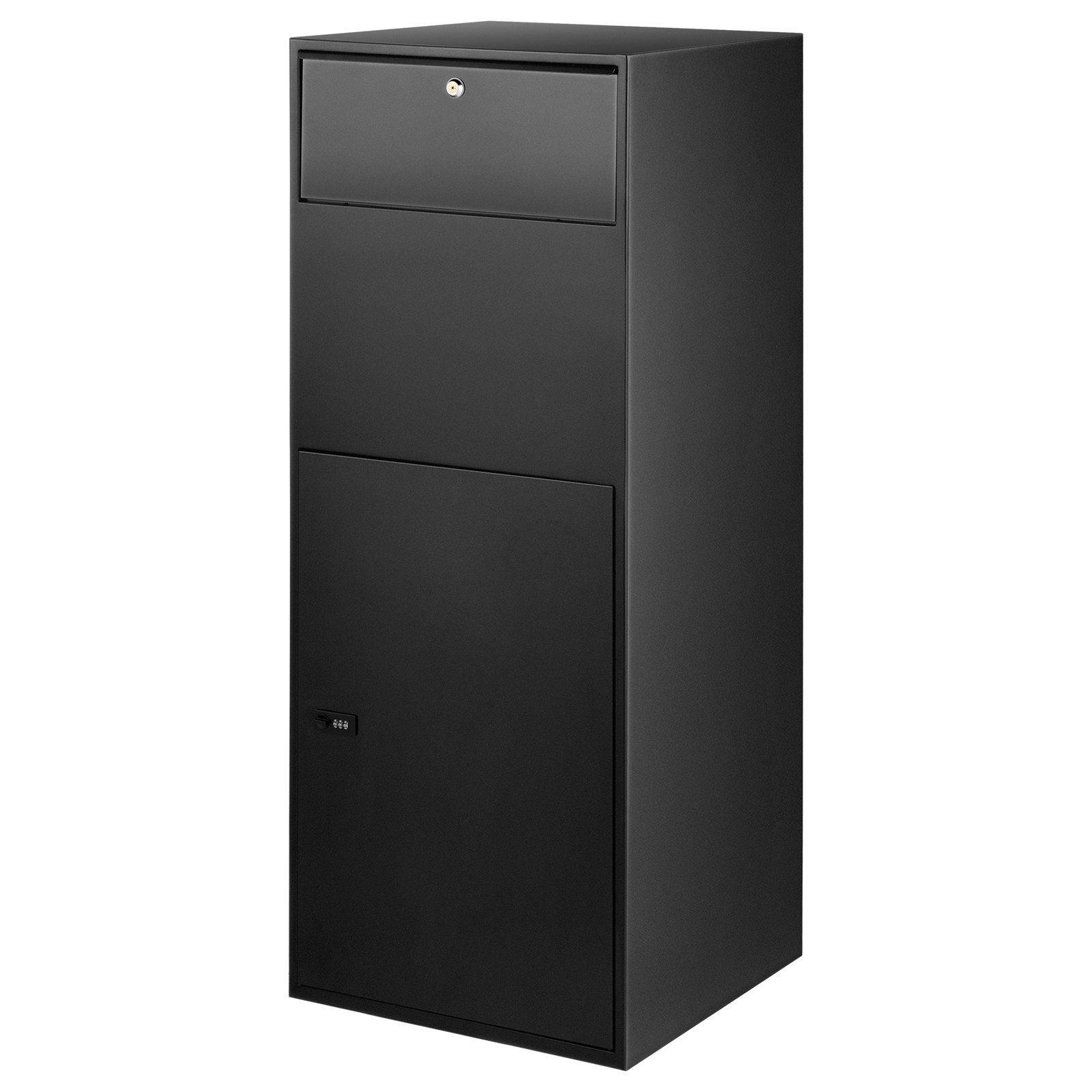 VEVOR Mail Package Drop Box, 19" x 19" x 48" Package Parcel Box with Locking Letterbox, Parcel Drop Box, Delivery Box w/Anchoring Fittings, Secure Steel Mailbox for Curbside, Porch, Outside & Home