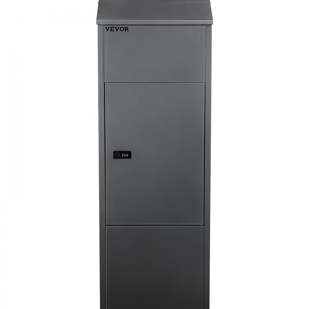 VEVOR Mail Package Drop Box, 15'' x 9'' x 41.3'' Package Parcel Box, Galvanized Steel Parcel Drop Box, Mailbox w/Code Lock, Secure Postbox w/Hardware, Delivery Box for Porch, Curbside & Outside, Gray