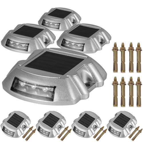 8pcs Solar Dock Led Light W/ Installing Screws Work Stable Walkway Yard Garden