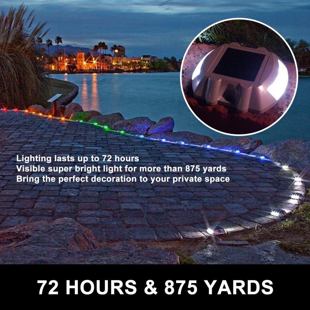 8pcs Solar Dock Led Light W/ Installing Screws Work Stable Walkway Yard Garden