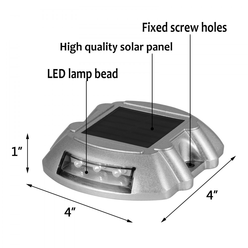 8pcs Solar Dock Led Light W/ Installing Screws Work Stable Walkway Yard Garden