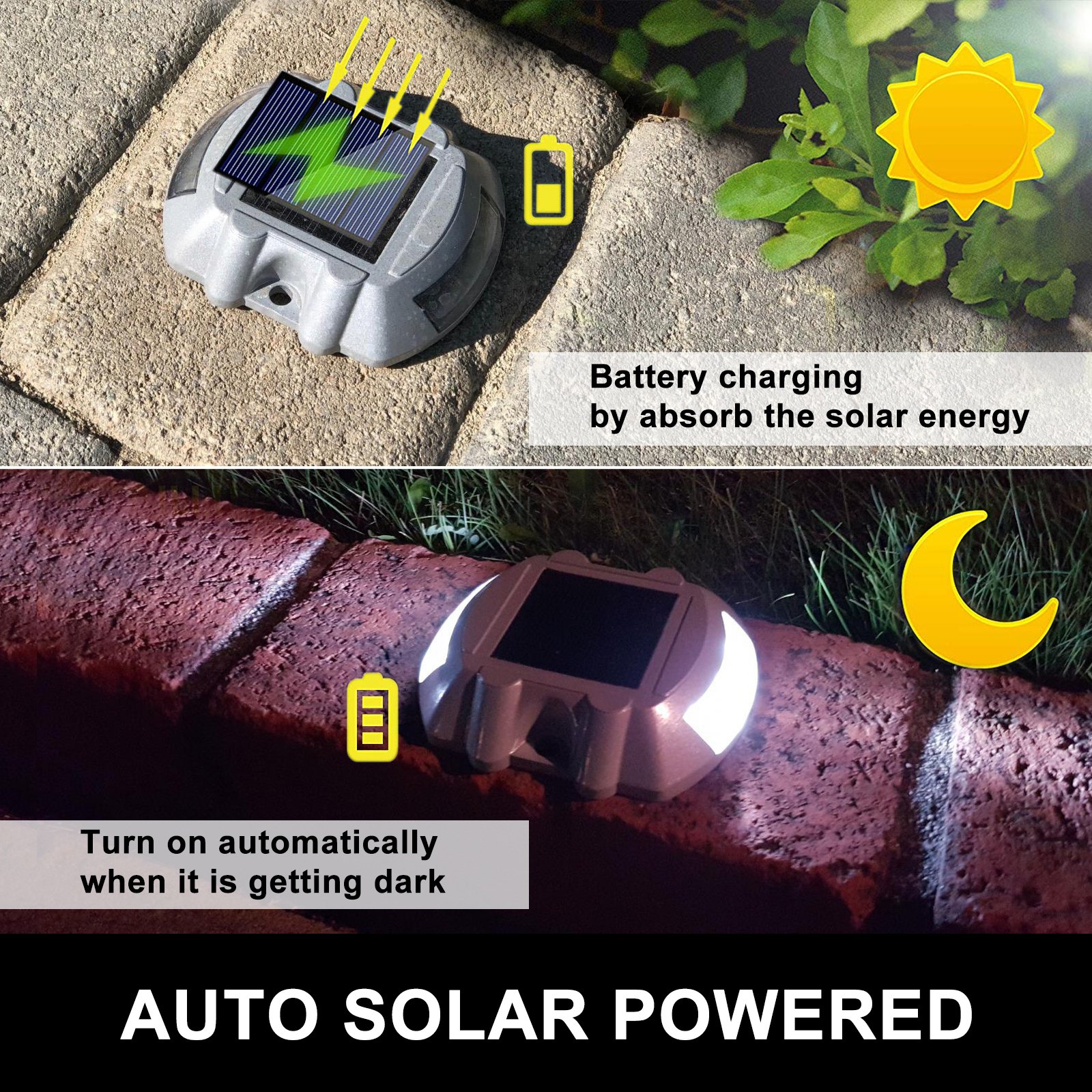 8pcs Solar Dock Led Light W/ Installing Screws Work Stable Walkway Yard Garden