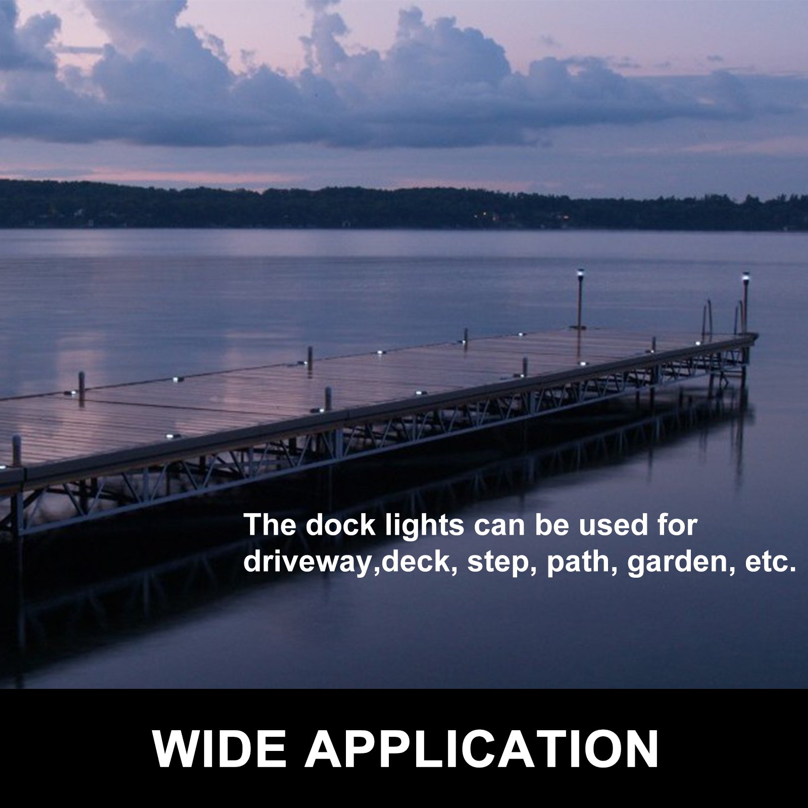 8pcs Solar Dock Led Light W/ Installing Screws Work Stable Walkway Yard Garden