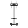 VEVOR mobile tv stand with adjustable mount, center shelf, and wheels for easy mobility.