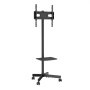 VEVOR mobile tv stand with wheels, adjustable mount, and shelf in black.