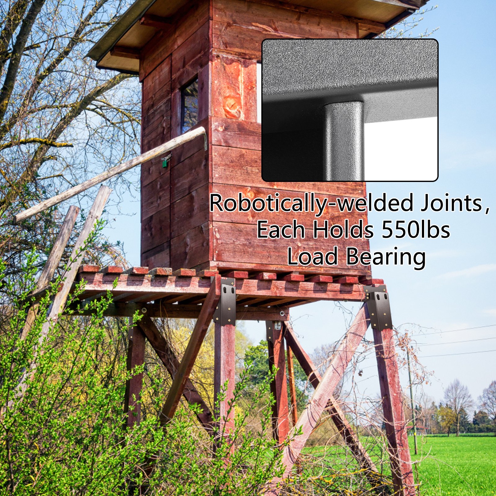 VEVOR Deer Blind Brackets, 2 PCS 4" x 4" Deer Stand Brackets, Powder Coated Steel Tree House Brackets, Heavy Duty Deer Stands  Elevated Deer Blinds for Outdoor Platform and Hunting Stand W/ Screw Kit