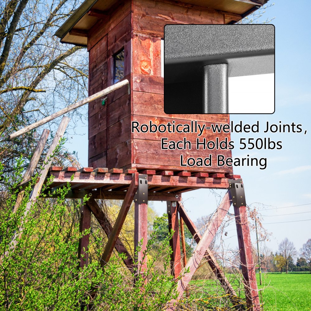VEVOR Deer Blind Brackets 4 x 4 Deer Stand Brackets Powder Coated Steel Tree House Brackets Heavy Duty Deer Stands 8 PCS Elevated Deer Blinds for Outdoor Platform and Hunting Stand W/Screw Kit
