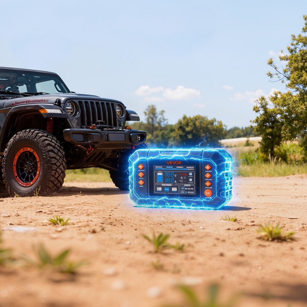 VEVOR Smart Battery Charger, 25A, 6V 12V 24V Ternary Lithium LiFePO4 Lead-Acid (Gel/AGM) Battery Charger, with 3.4-Inch LCD Display, Trickle Charging Maintainer Desulfator, for Car, Boat, Motorcycle