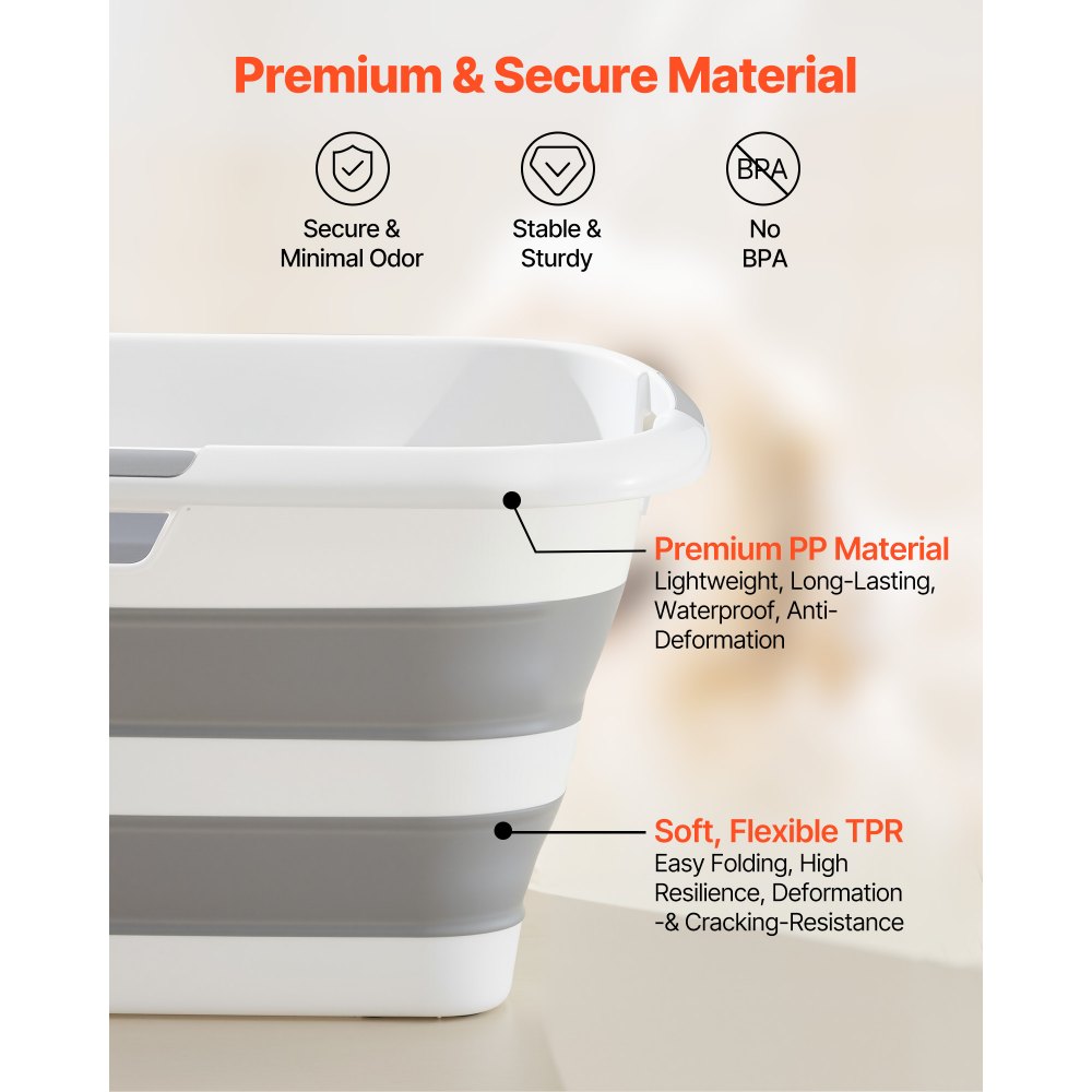 VEVOR Dog Bathtub, Collapsible Dog Bath Tub, Pet Bathing Grooming Wash Shower Station, Portable Space-saving & Stable Support, Built-In Drainage Hole for Small Pet Puppy Doggie Cat Outdoor, Gray White