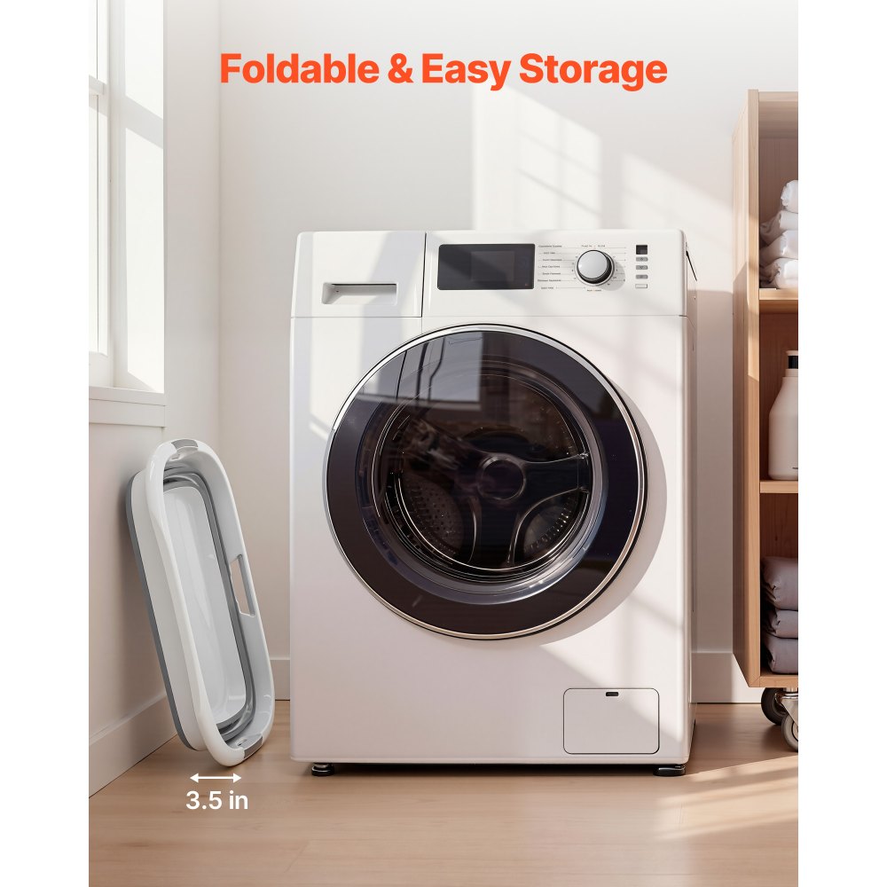 VEVOR Dog Bathtub, Collapsible Dog Bath Tub, Pet Bathing Grooming Wash Shower Station, Portable Space-saving & Stable Support, Built-In Drainage Hole for Small Pet Puppy Doggie Cat Outdoor, Gray White