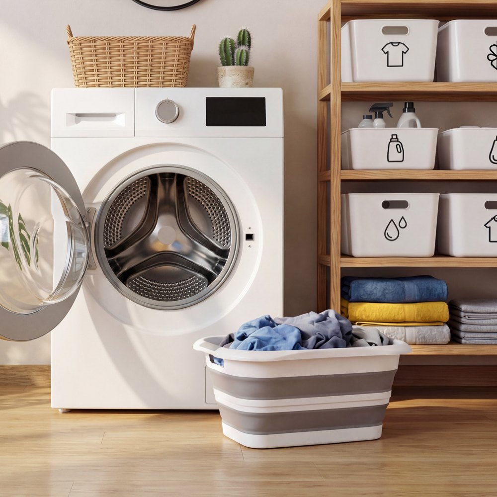 VEVOR Dog Bathtub, Collapsible Dog Bath Tub, Pet Bathing Grooming Wash Shower Station, Portable Space-saving & Stable Support, Built-In Drainage Hole for Small Pet Puppy Doggie Cat Outdoor, Gray White