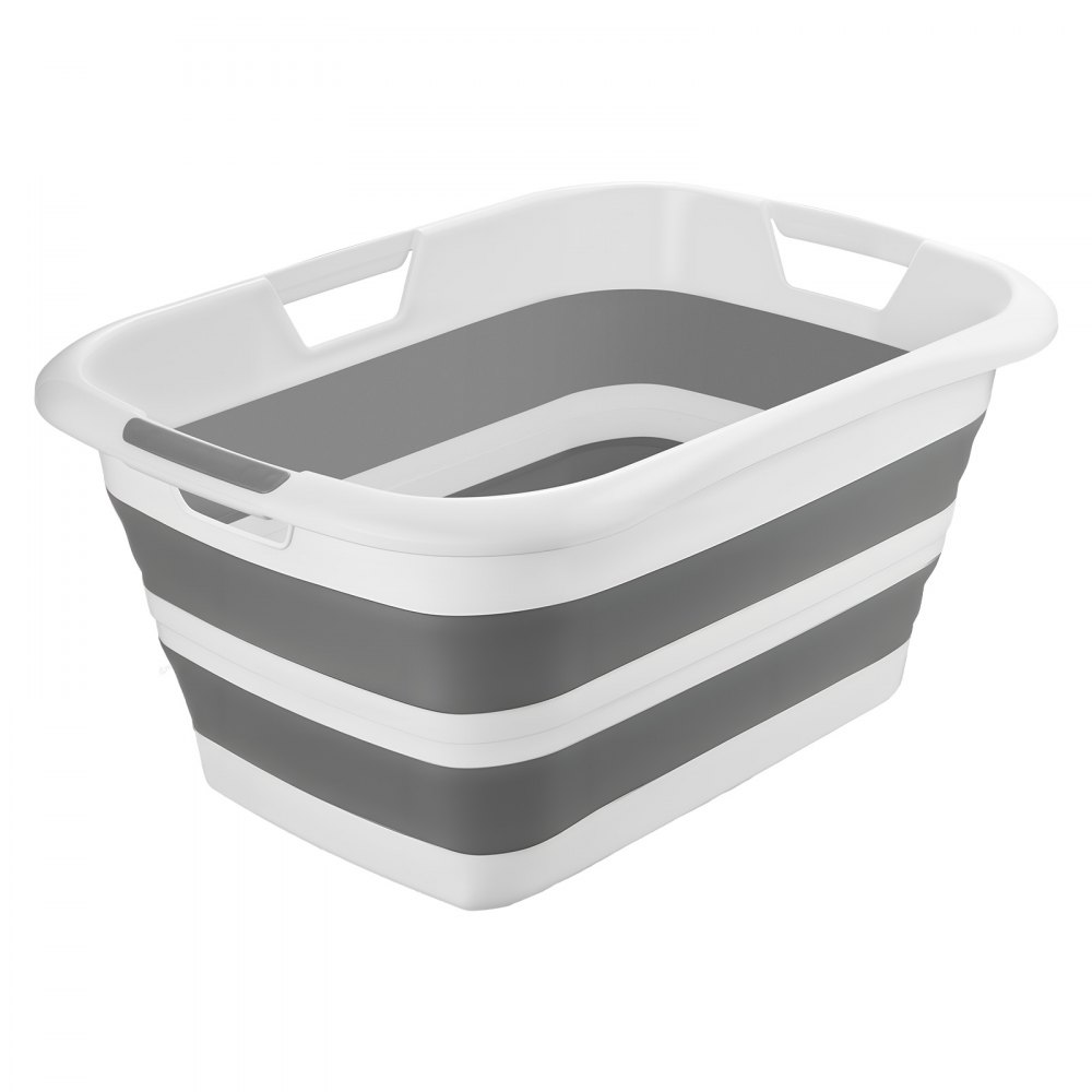 VEVOR Dog Bathtub, Collapsible Dog Bath Tub, Pet Bathing Grooming Wash Shower Station, Portable Space-saving & Stable Support, Built-In Drainage Hole for Small Pet Puppy Doggie Cat Outdoor, Gray White