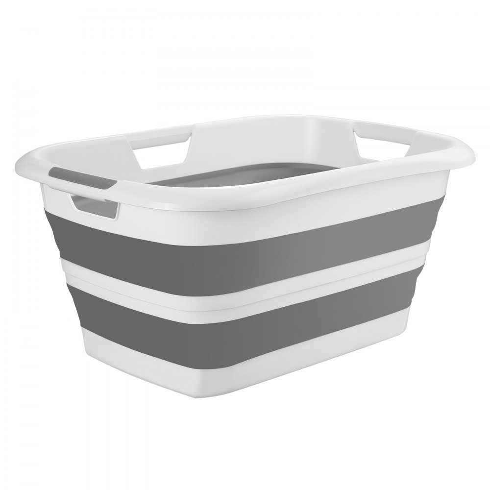 VEVOR Dog Bathtub, Collapsible Dog Bath Tub, Pet Bathing Grooming Wash Shower Station, Portable Space-saving & Stable Support, Built-In Drainage Hole for Small Pet Puppy Doggie Cat Outdoor, Gray White