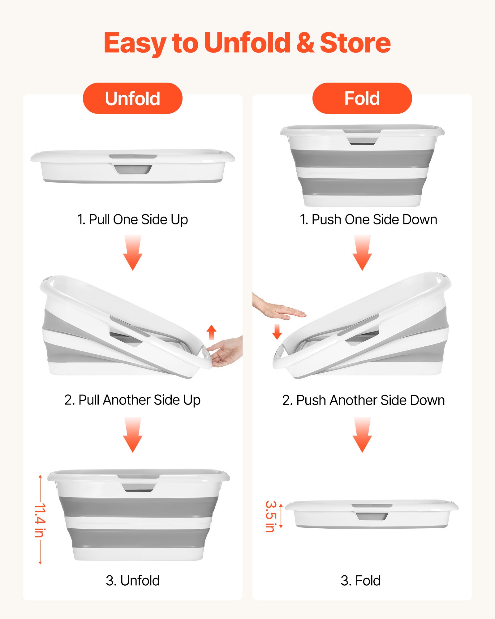 VEVOR Dog Bathtub, Collapsible Dog Bath Tub, Pet Bathing Grooming Wash Shower Station, Portable Space-saving & Stable Support, Built-In Drainage Hole for Small Pet Puppy Doggie Cat Outdoor, Gray White