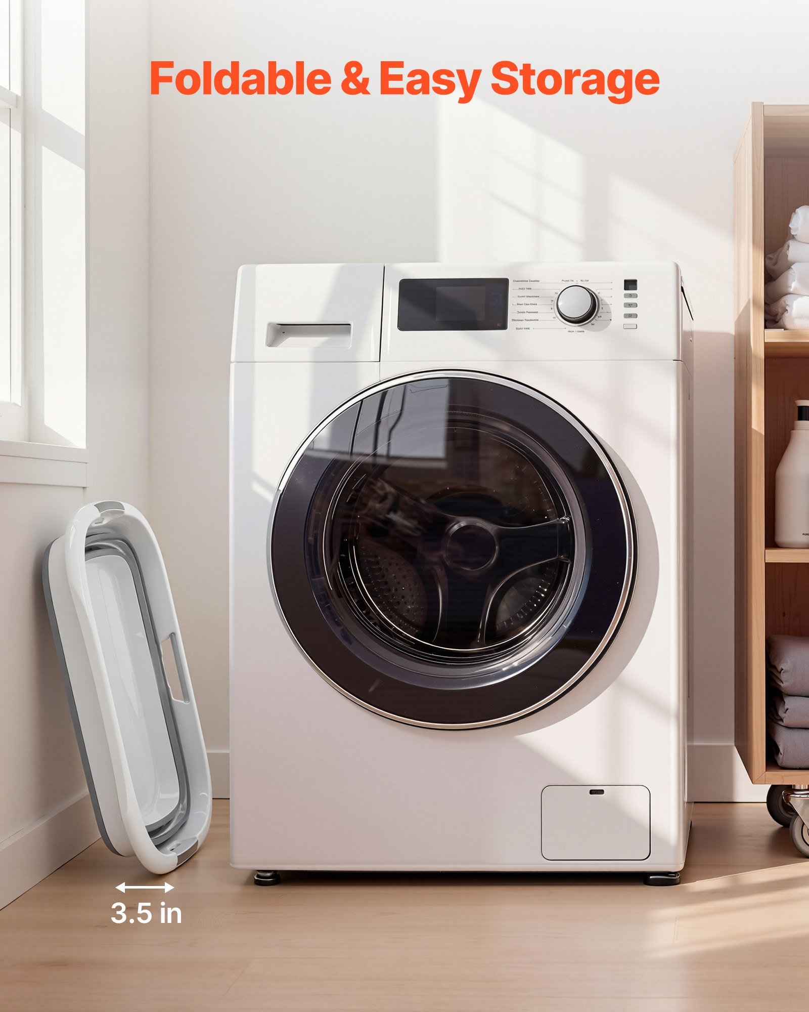 VEVOR Dog Bathtub, Collapsible Dog Bath Tub, Pet Bathing Grooming Wash Shower Station, Portable Space-saving & Stable Support, Built-In Drainage Hole for Small Pet Puppy Doggie Cat Outdoor, Gray White