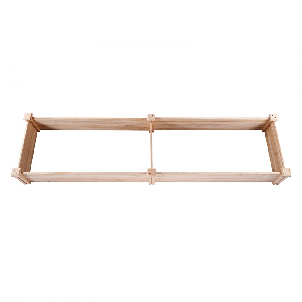 wooden VEVOR raised garden bed frame in rectangular shape, ready for planting.