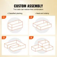 VEVOR Raised Garden Bed, 7.9 x 2 x 0.8 ft Wooden Planter Box, Outdoor Planting Boxes with Open Base, for Growing Flowers/Vegetables/Herbs in Backyard/Garden/Patio/Balcony, Burlywood
