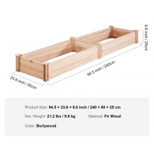 VEVOR Wooden Raised Garden Bed Planter Box 94.5x23.6x9.8