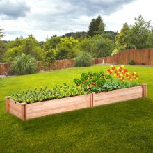 VEVOR Raised Garden Bed, 7.9 x 2 x 0.8 ft Wooden Planter Box, Outdoor Planting Boxes with Open Base, for Growing Flowers/Vegetables/Herbs in Backyard/Garden/Patio/Balcony, Burlywood