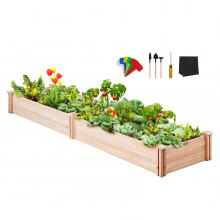 Cama de jardim elevada VEVOR, caixa de plantador de madeira de 7,9 x 2 x 0,8 pés, caixas de plantio ao ar livre com base aberta, para cultivo de flores/vegetais/ervas no quintal/jardim/pátio/varanda, Burlywood