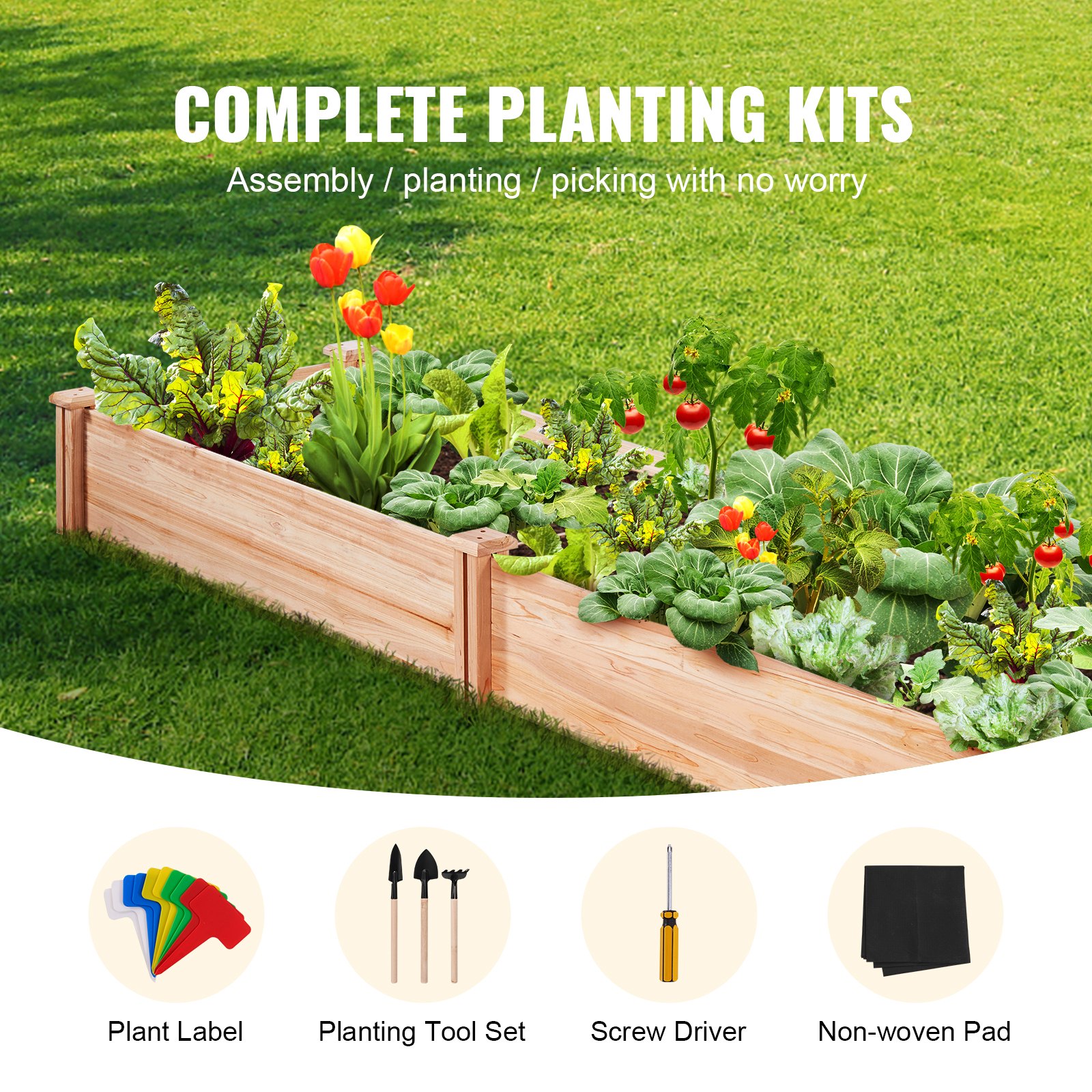 Wooden Raised Garden Bed Planter Box 94.5x23.6x9.8" Flower Vegetable Herb Wooden Raised Garden Bed Planter Box 94.5x23.6x9.8" Flower Vegetable Herb