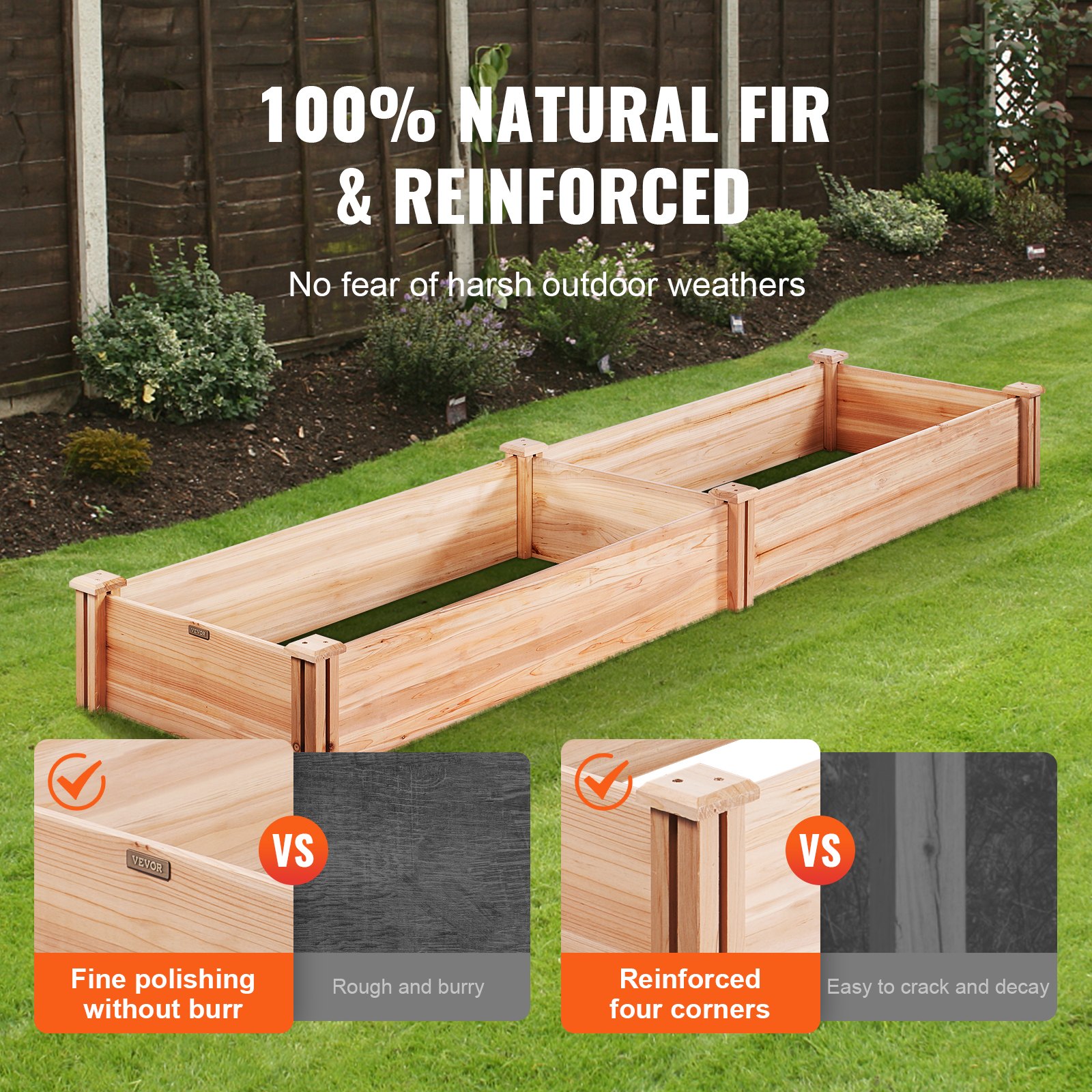 Wooden Raised Garden Bed Planter Box 94.5x23.6x9.8" Flower Vegetable Herb Wooden Raised Garden Bed Planter Box 94.5x23.6x9.8" Flower Vegetable Herb