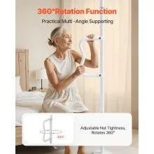 VEVOR Floor-to-Ceiling Transfer Pole, Tension Mounted Bathroom Grab Bar with Anti-Slip Curve Handle, 300 Lbs Capacity Security Pole for Elderly, Ideal Senior Safety Pole for 7-10 Ft Ceilings, White